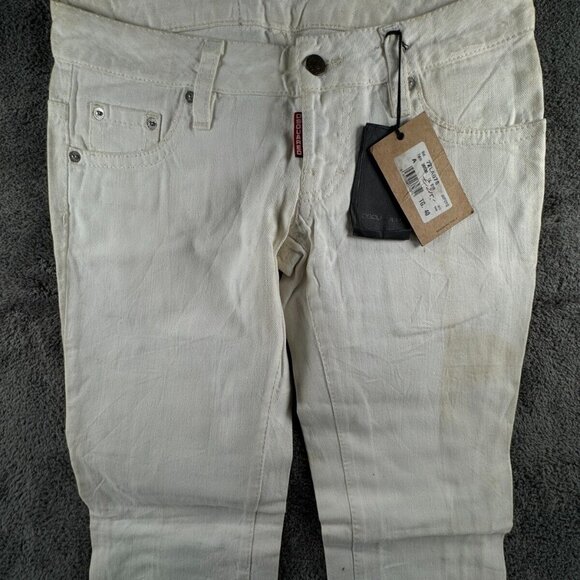 NWD Dsquared 2 White Denim Button Fly Jeans Size 40 ITALY Women Maple Leaf - Picture 1 of 16